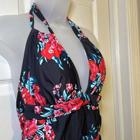 Smismivo Tummy Control Swimwear Halter One Piece Ruched Slimming Bathing Suit XL - Picture 8 of 14